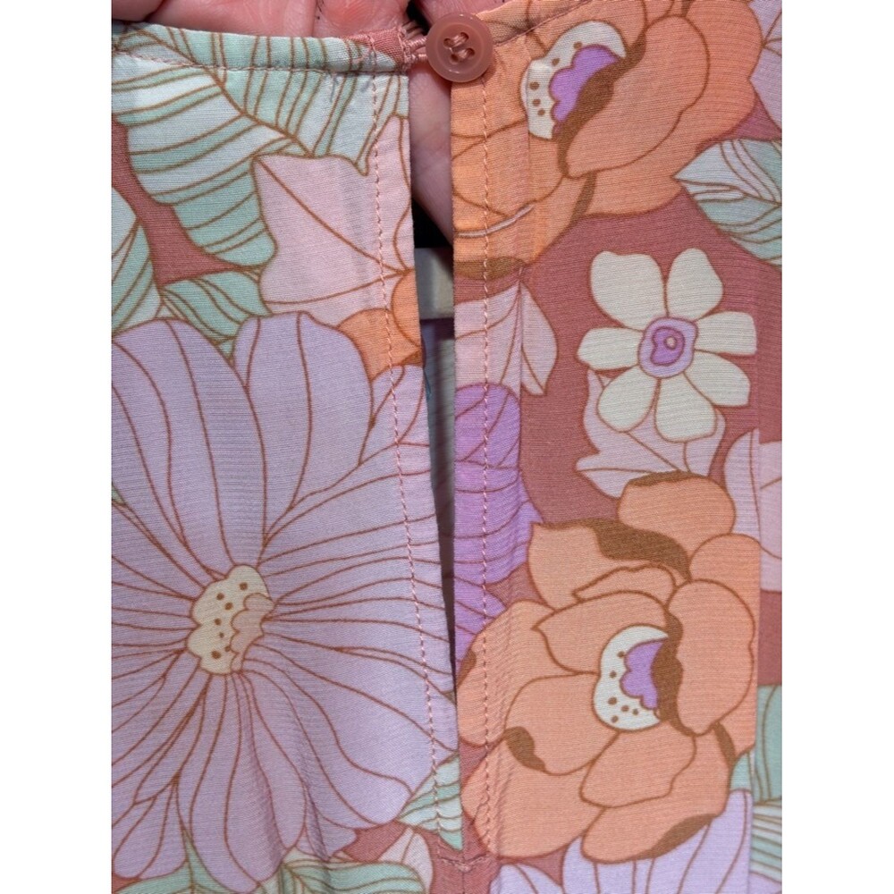 & Other Stories pastel Lavender and Peach Floral Cutout Midi Dress - Picture 5 of 12